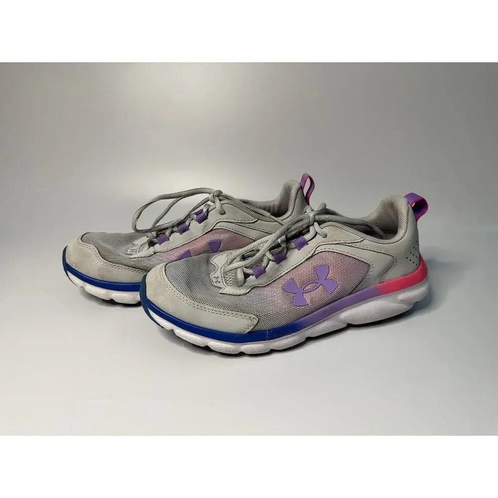 Under Armour Kids Youth 7Y UA Gray White Pink Running